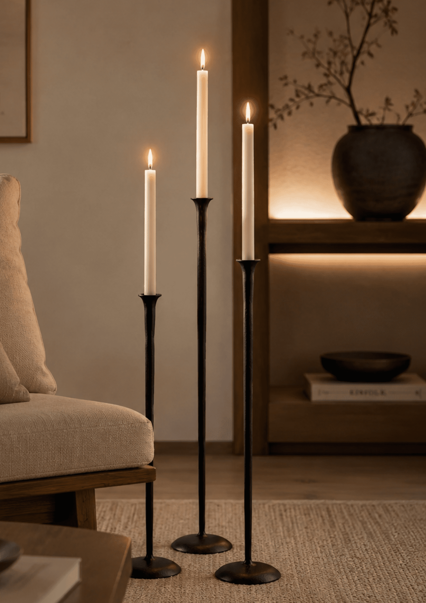 Grand Gallery Floor Candlesticks Noir set/3
